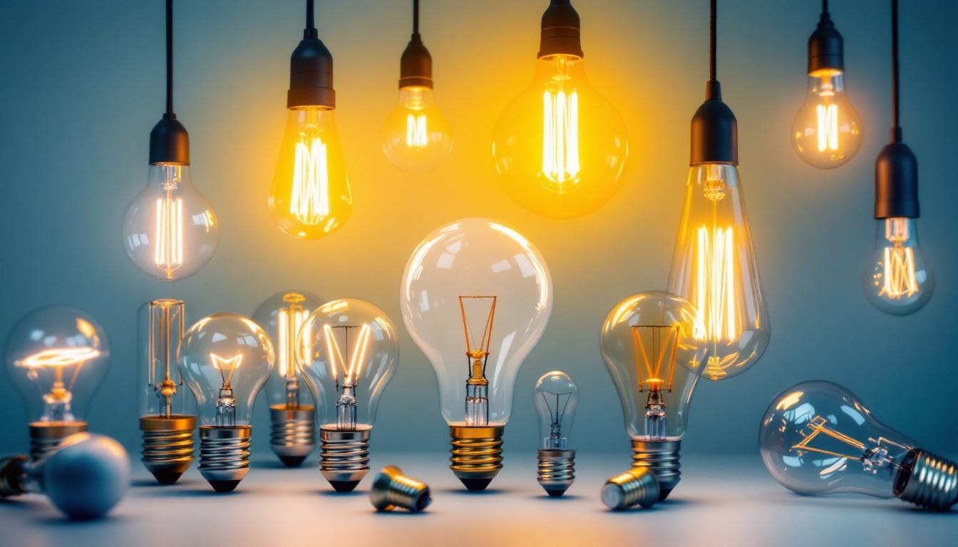A photograph of a variety of light bulb fittings displayed together
