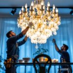 A photograph of a beautifully designed chandelier in a well-lit space