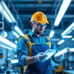 A photograph of a lighting contractor examining various fluorescent tube light alternatives