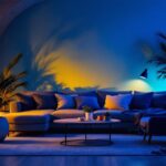 A photograph of a beautifully designed living space featuring stylish floor pot lights in action