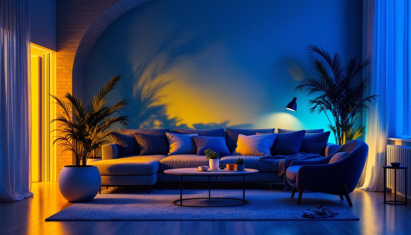 A photograph of a beautifully designed living space featuring stylish floor pot lights in action