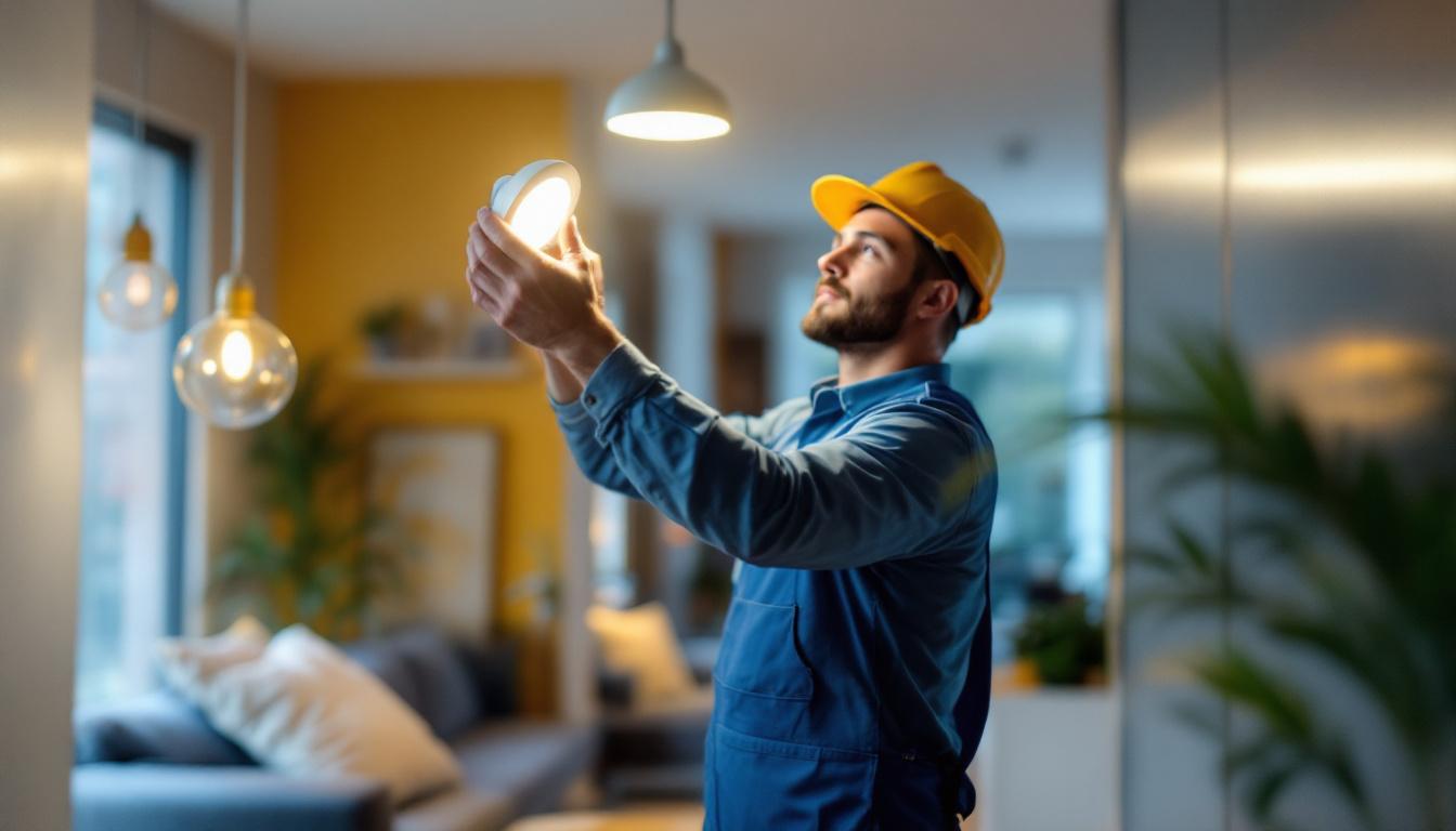A photograph of a lighting contractor skillfully installing a 6w led light in a modern residential setting