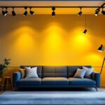 A photograph of a stylish interior space showcasing various types of track lighting in use