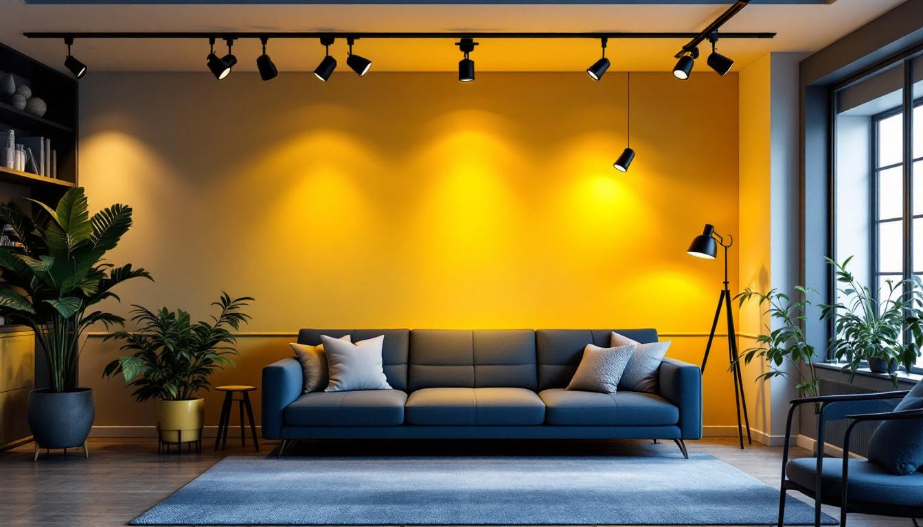 A photograph of a stylish interior space showcasing various types of track lighting in use