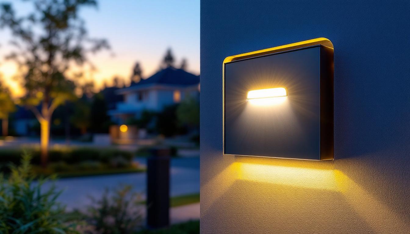 A photograph of a well-designed mailbox with integrated smart lighting features