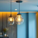 A photograph of a beautifully designed ceiling pendant light fixture in a stylish interior setting