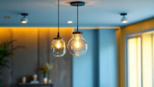 A photograph of a beautifully designed ceiling pendant light fixture in a stylish interior setting