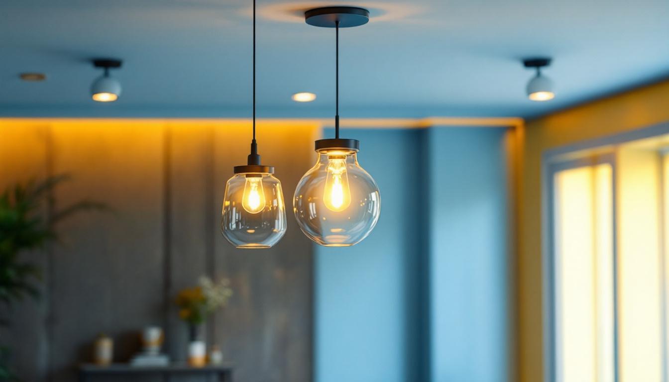 A photograph of a beautifully designed ceiling pendant light fixture in a stylish interior setting