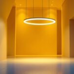 A photograph of a modern lighting installation in an innovative architectural space