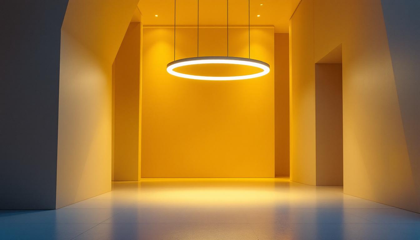 A photograph of a modern lighting installation in an innovative architectural space