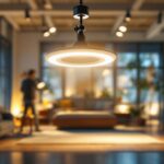 A photograph of a gimbal light fixture in a well-lit