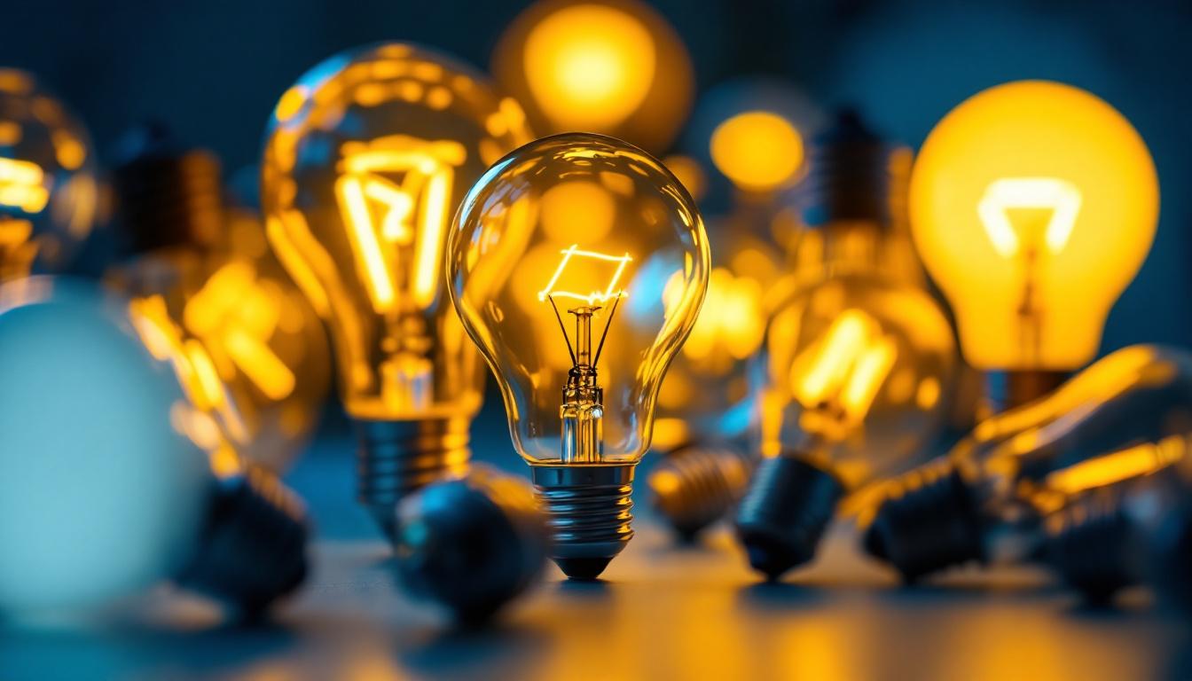 A photograph of a close-up of various energy-efficient lamp bulbs