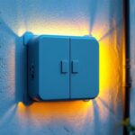 A photograph of a 2-gang electrical box installed outdoors