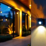 A photograph of a beautifully illuminated outdoor space at dusk