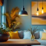 A photograph of a beautifully designed room featuring stylish room and board pendant lights