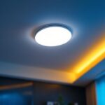 A photograph of a well-lit interior space featuring flat led recessed lights installed in a ceiling