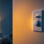 A photograph of capture a photograph of a well-lit room featuring a single pole switch in action