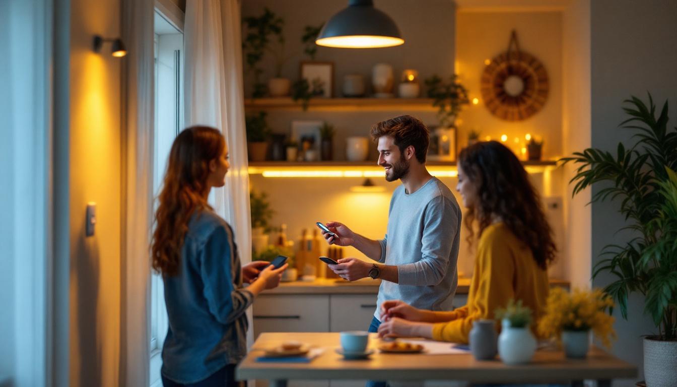 A photograph of a well-lit home interior showcasing a team of people engaged in a hands-on training session