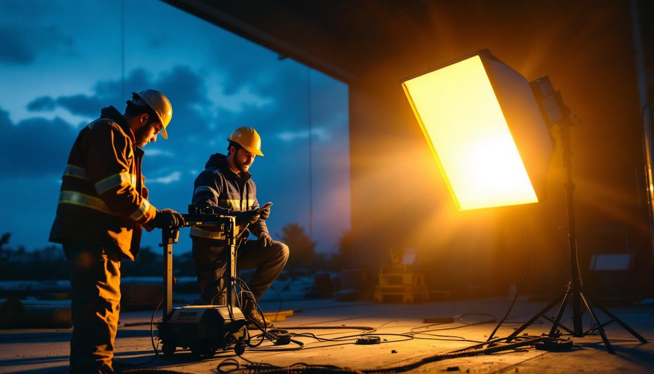 A photograph of a team of workers engaging in a hands-on training session outdoors