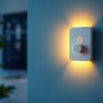 A photograph of a modern wall light switch with a timer feature installed in an aesthetically pleasing interior setting
