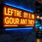 A photograph of a brightly lit small led sign displaying an eye-catching message in a well-designed commercial setting