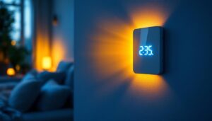 A photograph of a well-lit room showcasing a stylish led timer switch in action
