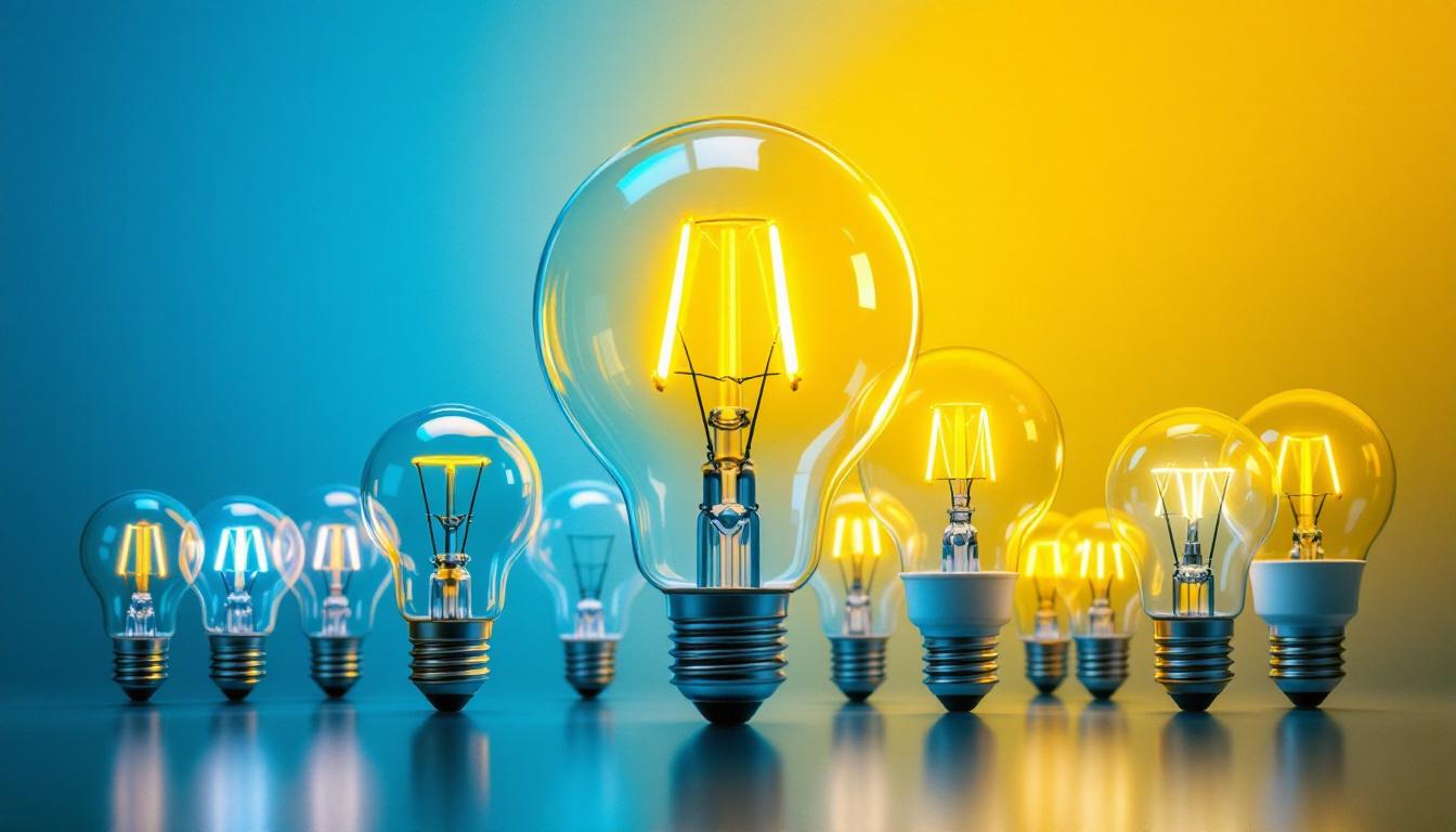 A photograph of a variety of t bulb sizes displayed together