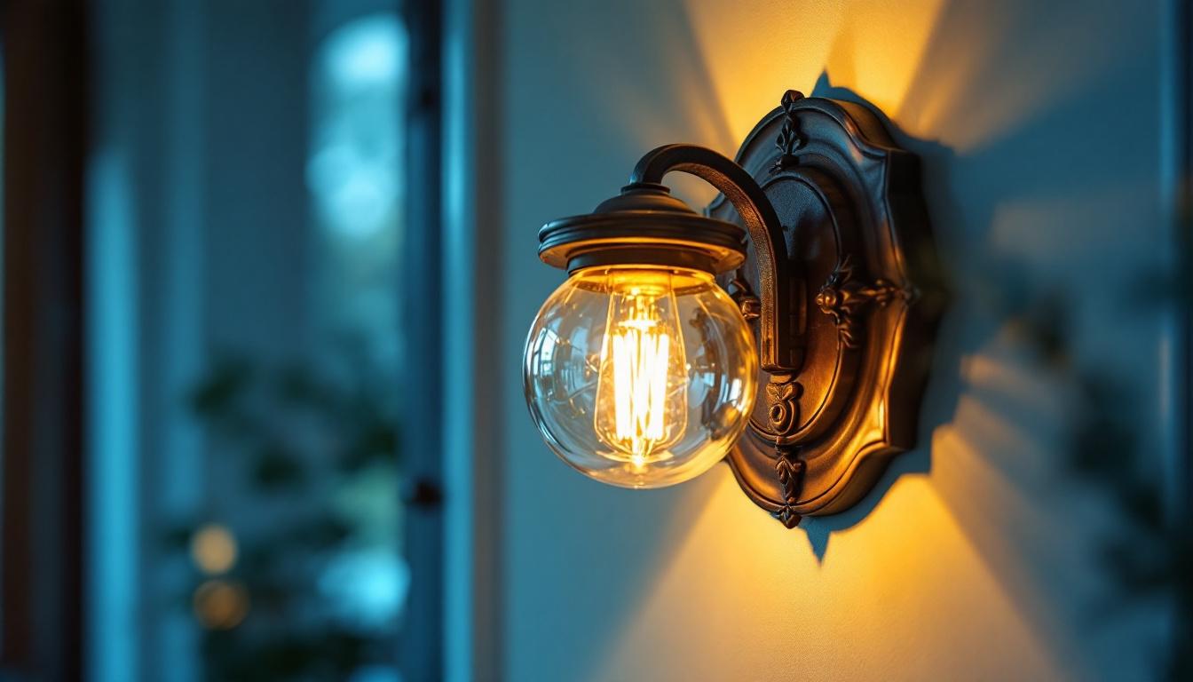 A photograph of a beautifully designed wall sconce light fixture installed in an elegant interior setting