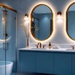 A photograph of a beautifully styled bathroom featuring elegant side lights on the vanity