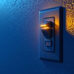 A photograph of a close-up of an electrical outlet with an integrated on/off switch