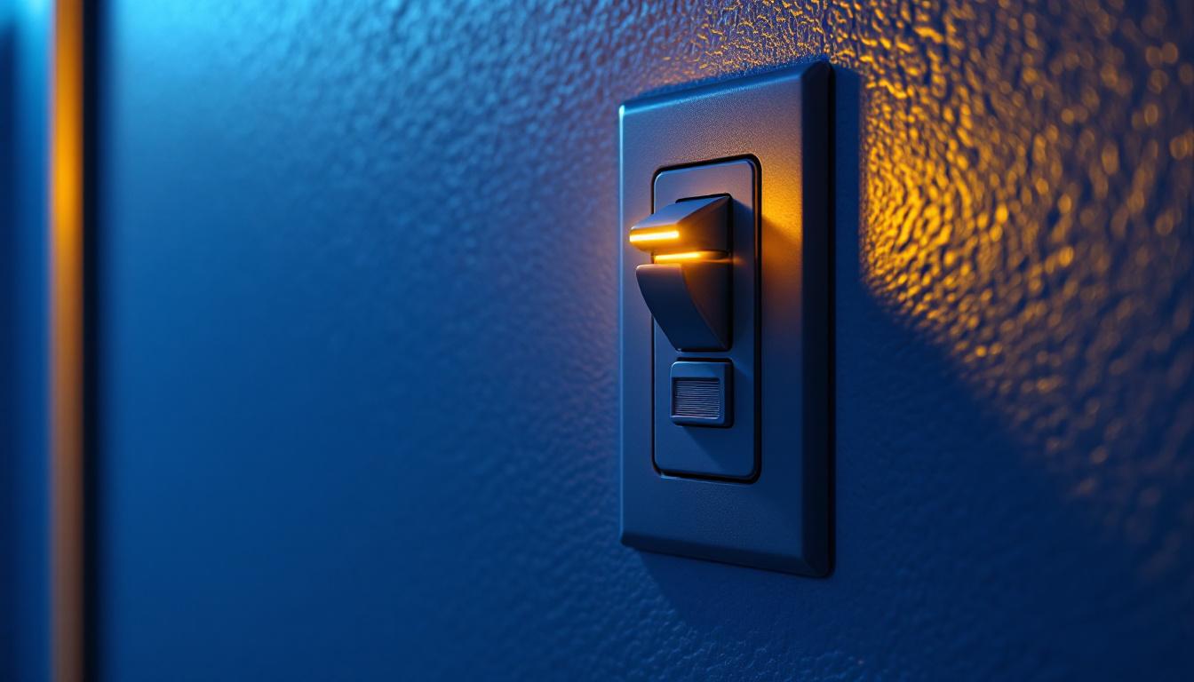 A photograph of a close-up of an electrical outlet with an integrated on/off switch