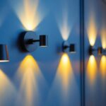 A photograph of a well-lit interior space showcasing various stylish led wall mount lights in use