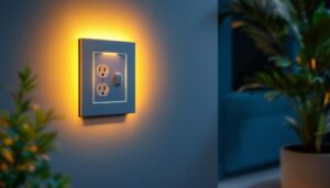 A photograph of a beautifully designed decorative electrical outlet installed in an aesthetically pleasing setting