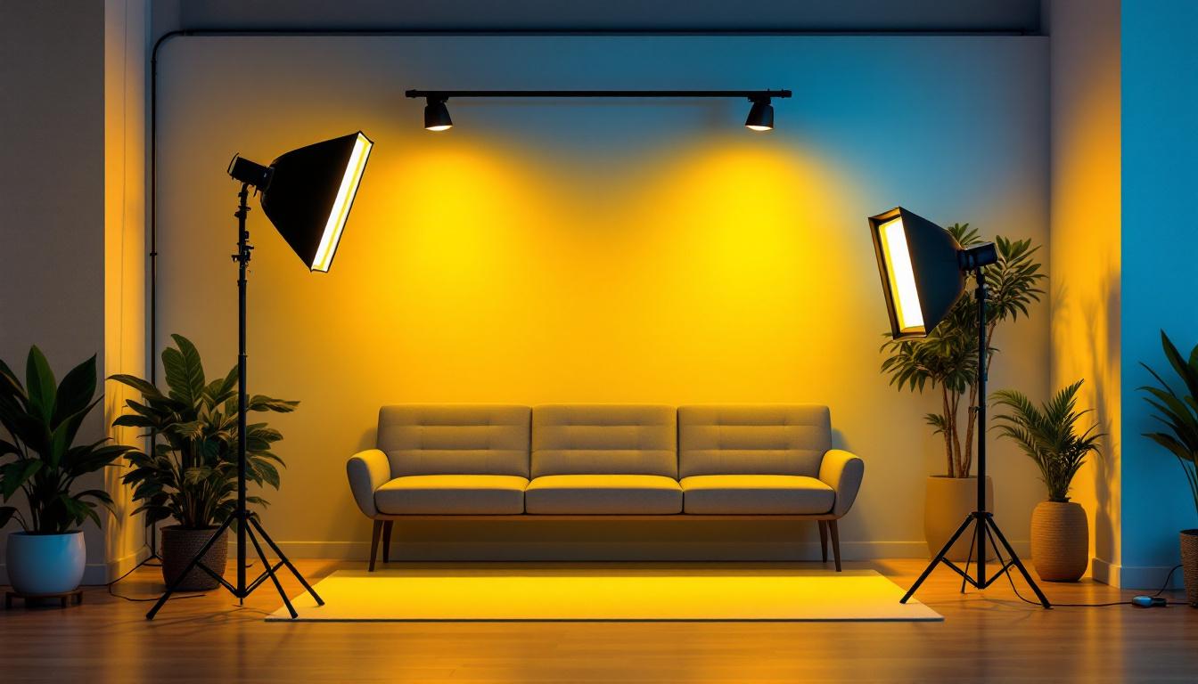 A photograph of a modern lighting setup featuring a 2 bulb ballast in action