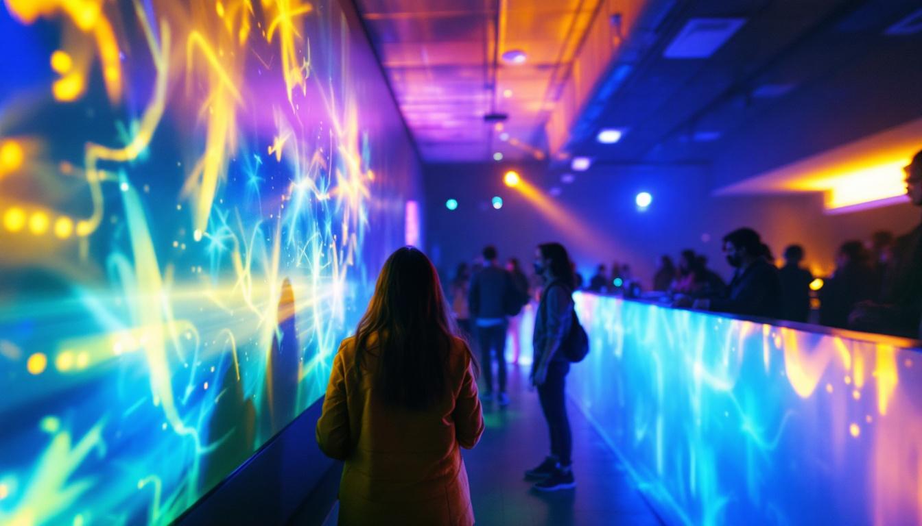 A photograph of a dynamic lighting installation featuring the hi-hyperlite system in action