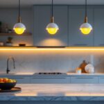 A photograph of capture a photograph of a modern kitchen featuring sleek