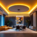 A photograph of a beautifully designed room featuring led lighting elegantly installed around the ceiling