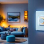 A photograph of a modern led dimmer switch in a stylish home setting