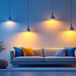 A photograph of a beautifully lit living room showcasing a variety of stylish led light fixtures