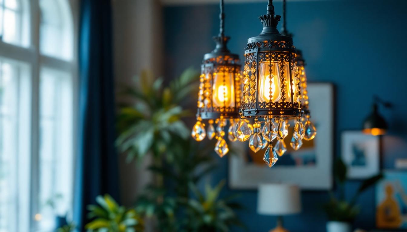 A photograph of a beautifully crafted american-made chandelier hanging elegantly in a well-lit