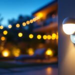 A photograph of a beautifully illuminated outdoor space at dusk