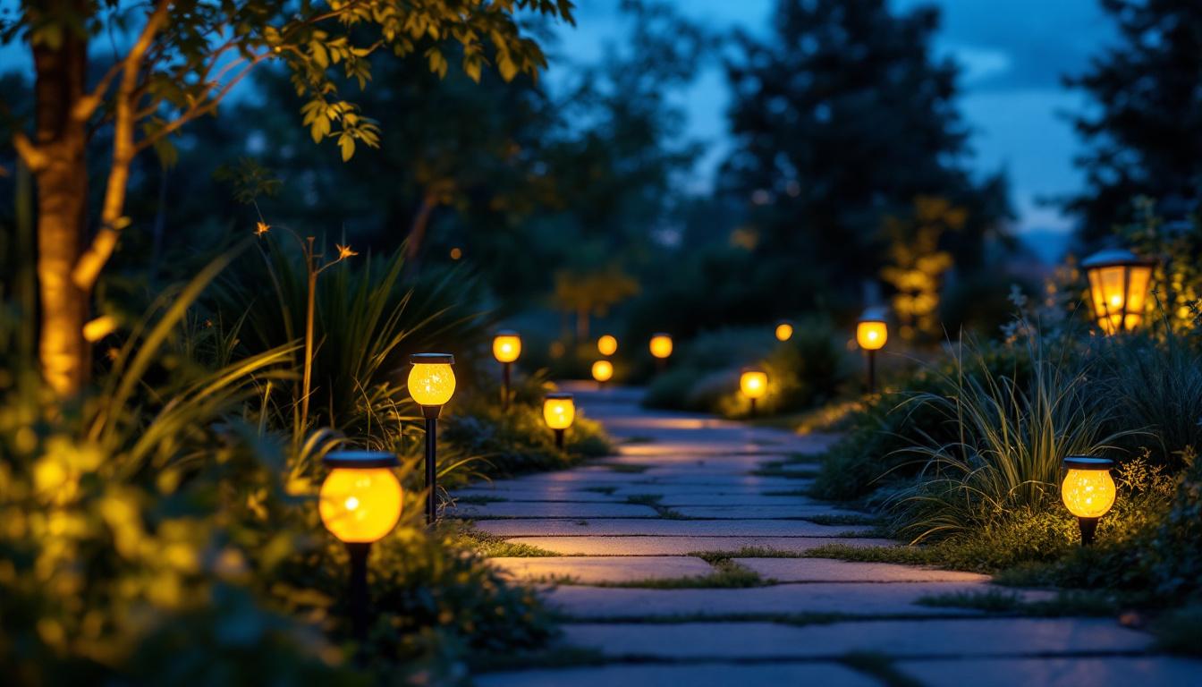 A photograph of a beautifully illuminated outdoor space at dusk