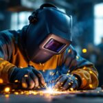 A photograph of a welder in action
