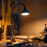A photograph of a gooseneck work light in action