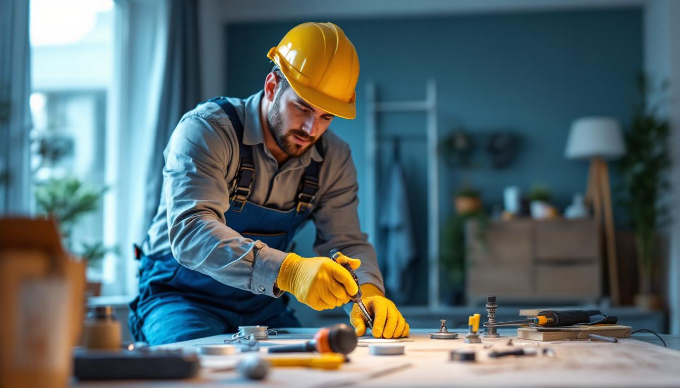 A photograph of a skilled lighting contractor sealing can lights in a modern home