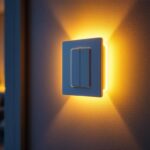 A photograph of a modern stacked led dimmer switch installed on a stylish wall