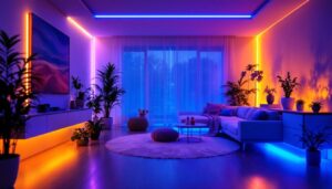 A photograph of a well-lit room showcasing a beautifully installed 48 led strip lighting design