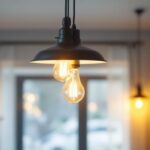 A photograph of a well-lit hampton bay light fixture in a modern home setting