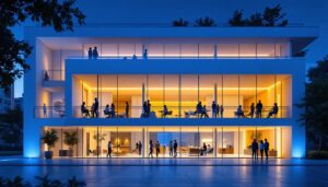 A photograph of a modern