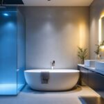 A photograph of a stylishly designed bathroom featuring waterproof led lights